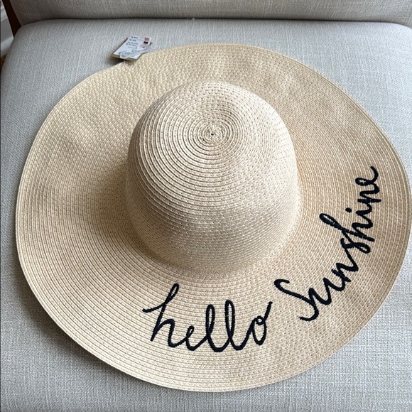 Joules Beige Wide Brim Hat with \'Hello Sunshine\' Embroidery main image 6